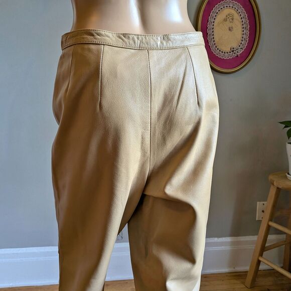 Vintage Y2K Mixit Leather Pants Tan High Rise Western Biker Size 8 - Picture 9 of 10